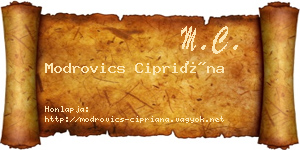 Modrovics Cipriána névjegykártya